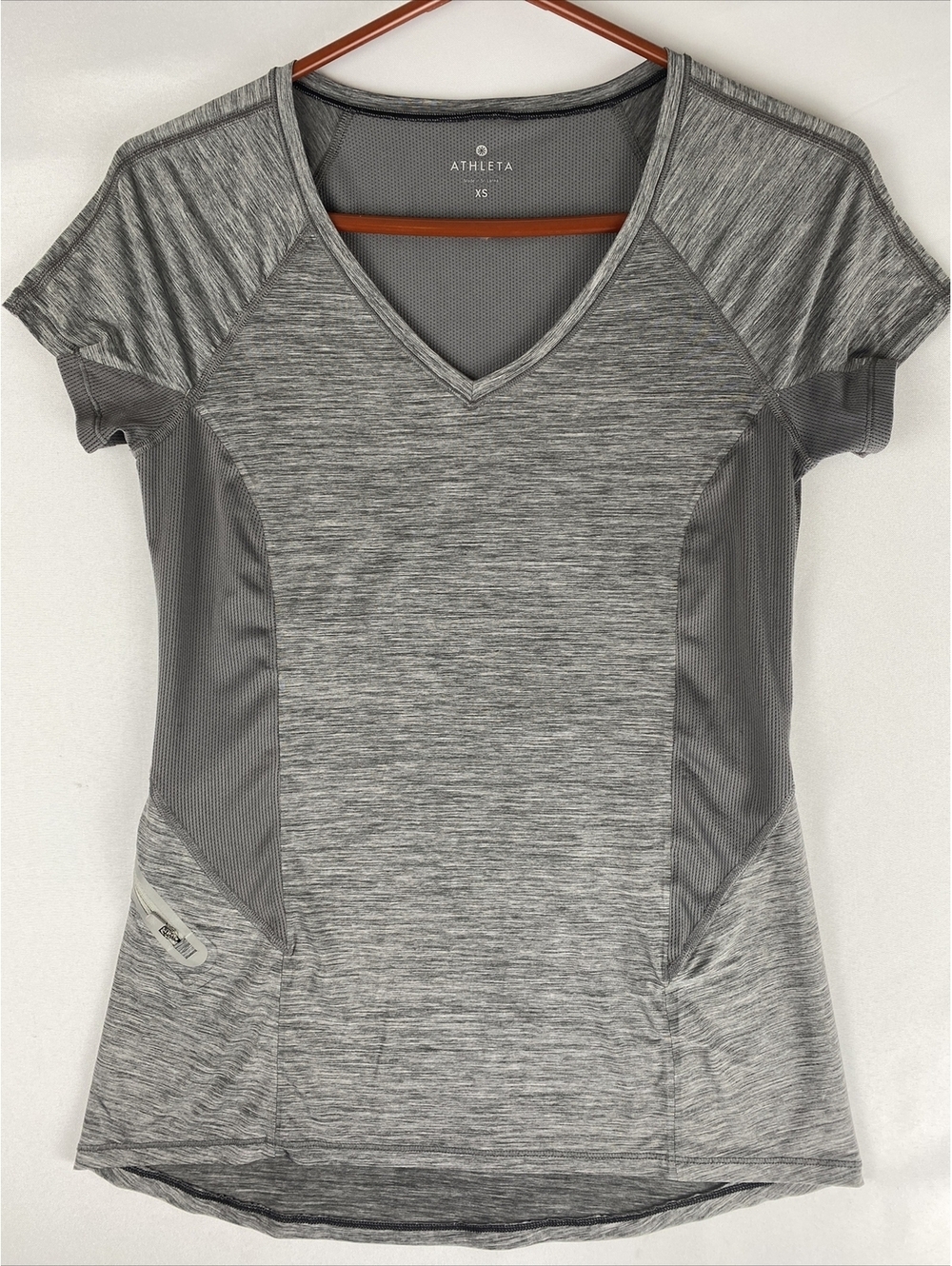 Athleta Shirt Womens XS Gray Forerunner Pocket Activewear Lightweight Hike